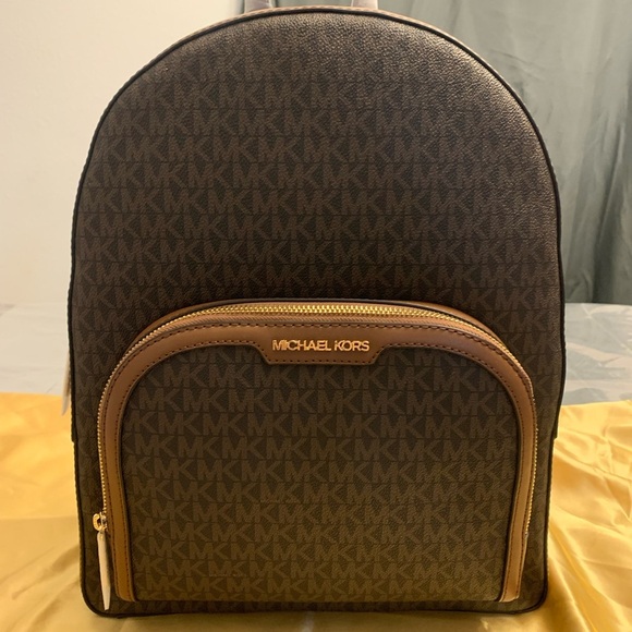 Michael Kors Other - Michael Kors Jaycee Large Brown Dome Backpack with Monogram Patterned NWT